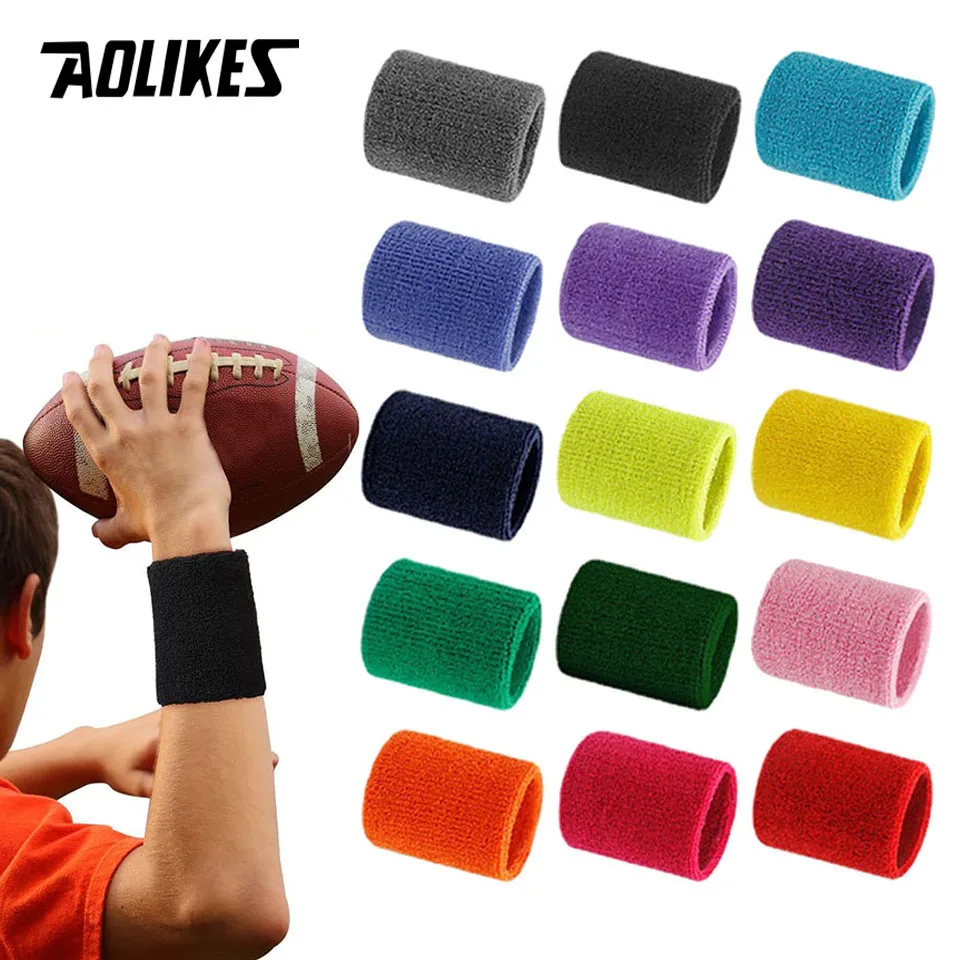 AOLIKES 1PCS Wrist Sweatbands Tennis Wrist Bands Absorbent Sweatbands for Football Basketball Running Athletic Sports Tennis