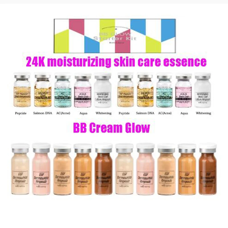 8Ml Bb Cream Glow Starter Kit Anti-Aging Bb Whitening Cream Serum Foundation Voor Gezichtsbehandeling Microdeeltjes Huidverzorgingsset