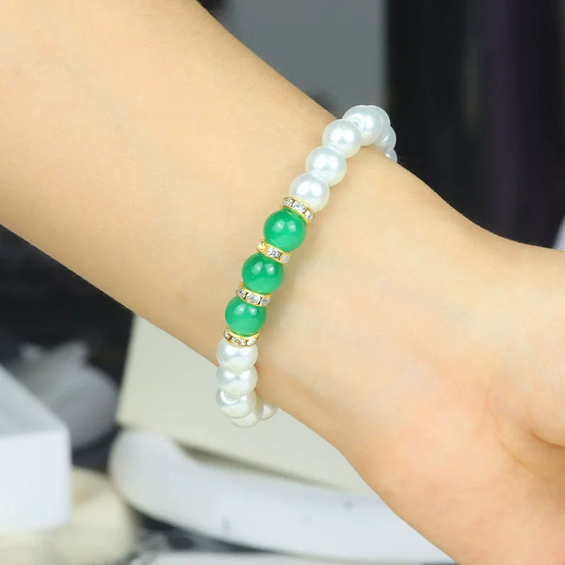Elegant Imitationm Pearl Bracelet Bangles for Women Fashion Red Green Acrylic Beaded Beads Bracelets Party Charms Jewelry Gift