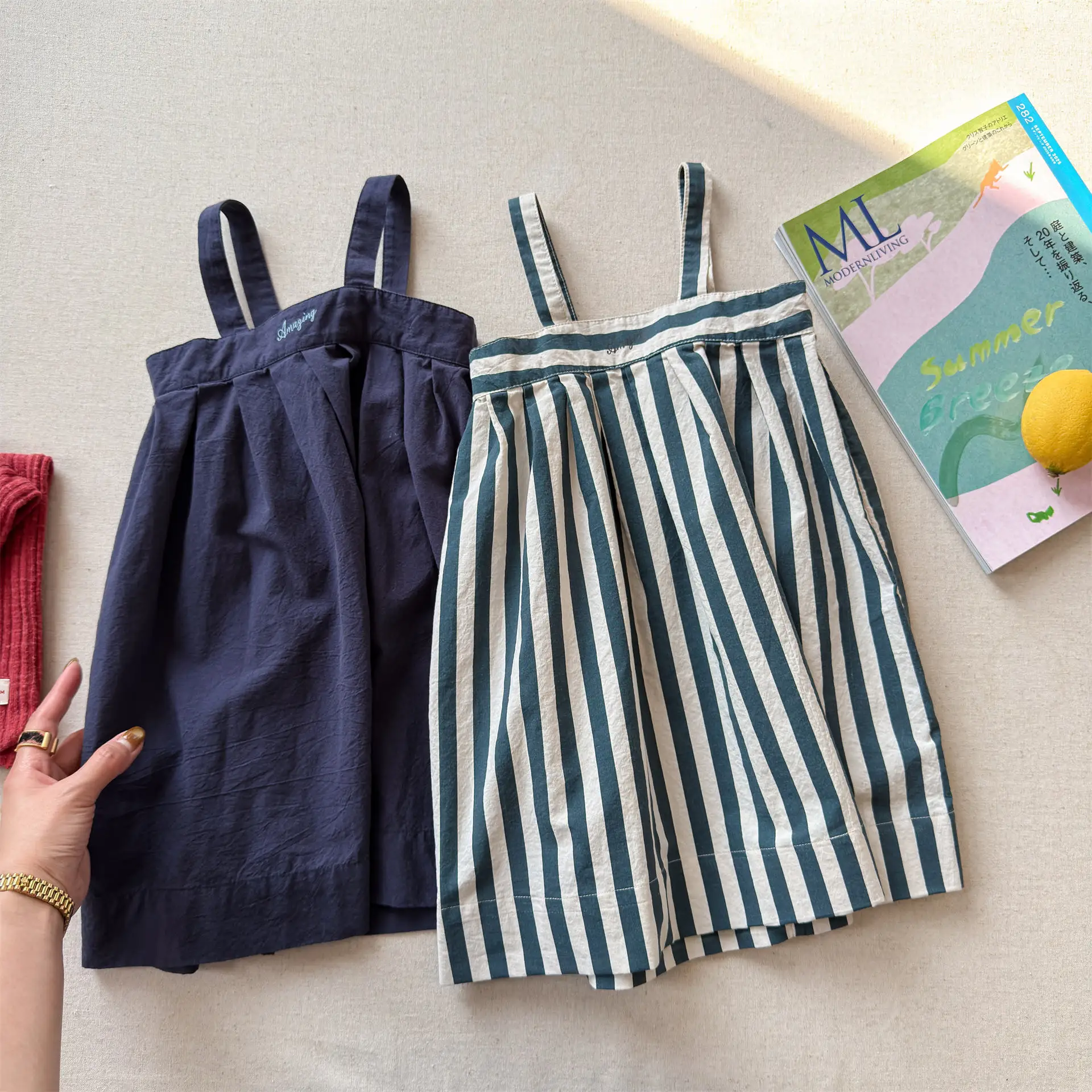 

2026 Summer New Girls Sleeveless Sling Dress Children Casual Strap Dress Cute Baby Girl Striped Dress Cotton Kids Clothes
