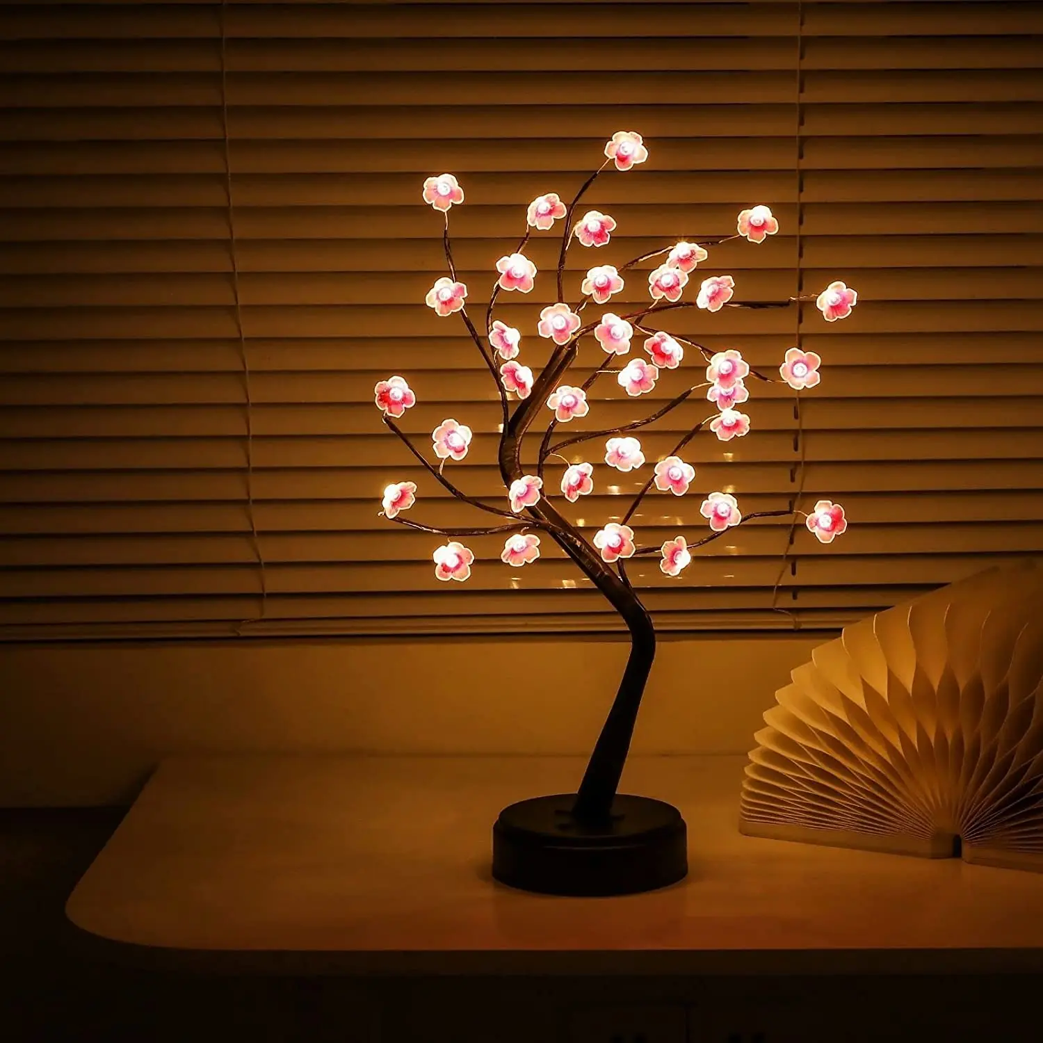 Luz de árbol de bonsái de flor de ciruelo-luz de hadas Artificial árbol de espíritu con 36 luces LED de flor de ciruelo, decoración de dormitorio, navidad