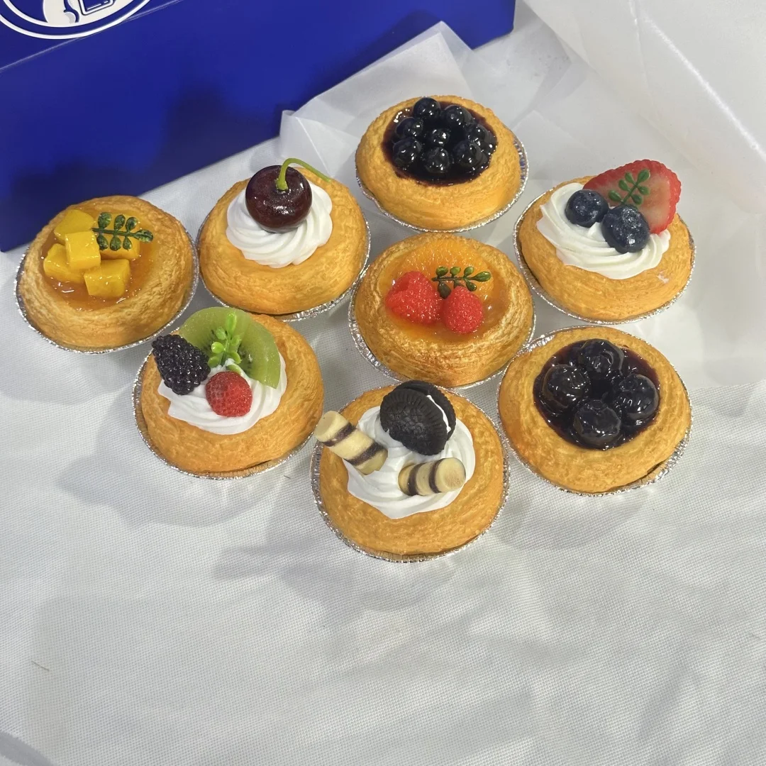 3in 4pcs Set Hong Kong Style Egg Tart Creamy Food Model Chinese Dim Sum Bakery Restaurant Flaky Pastry Silky Smooth Egg Custard
