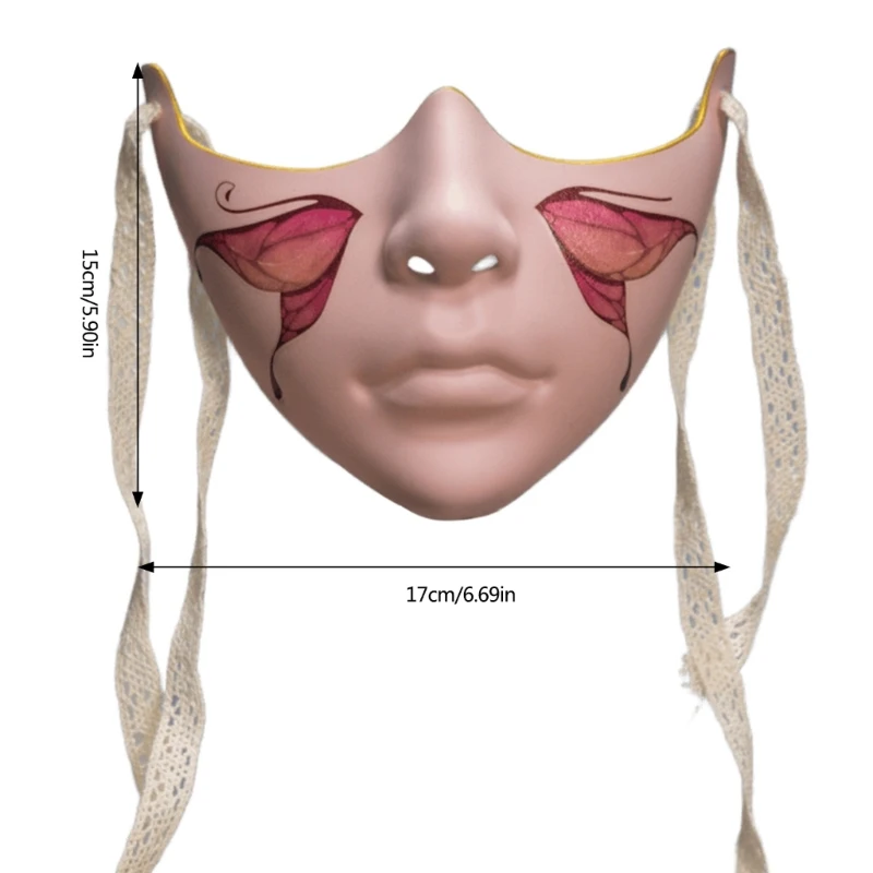 8 Styles Masquerade Beauty Mask Halloween Costume Accessories Women Aesthetics Mask Party Cosplay Prop Half Face Cover for Adult image 6