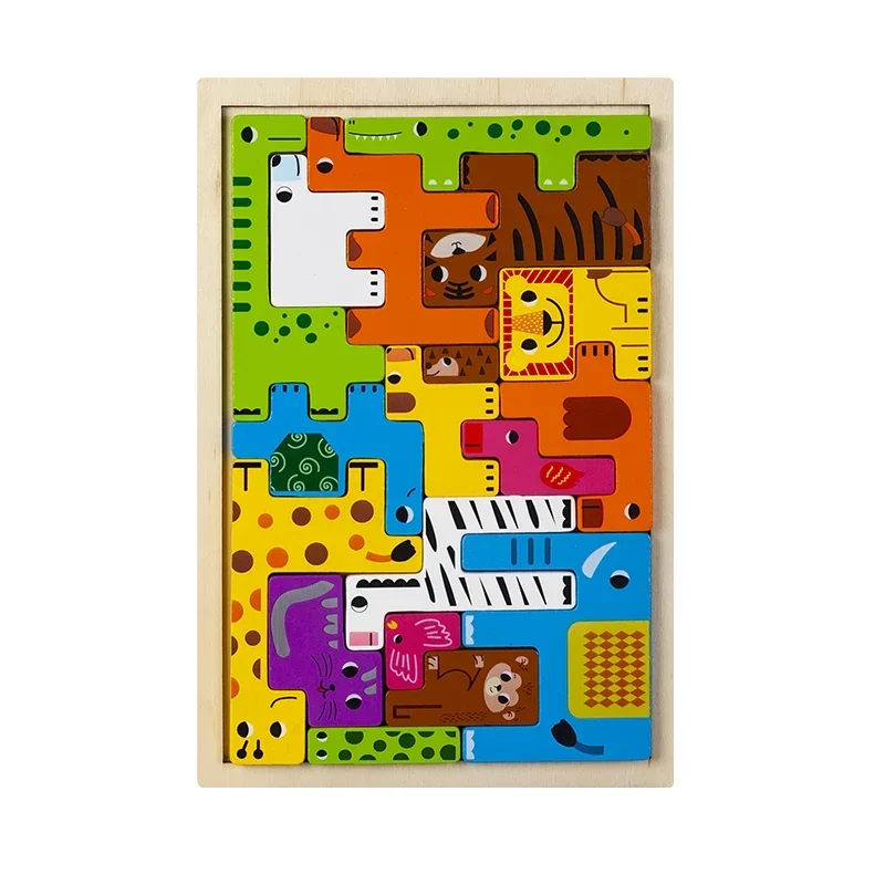 

Montessori Animal Characters Transportation wooden puzzle Russian Blocks Cute Animals Puzzle Toys occupation