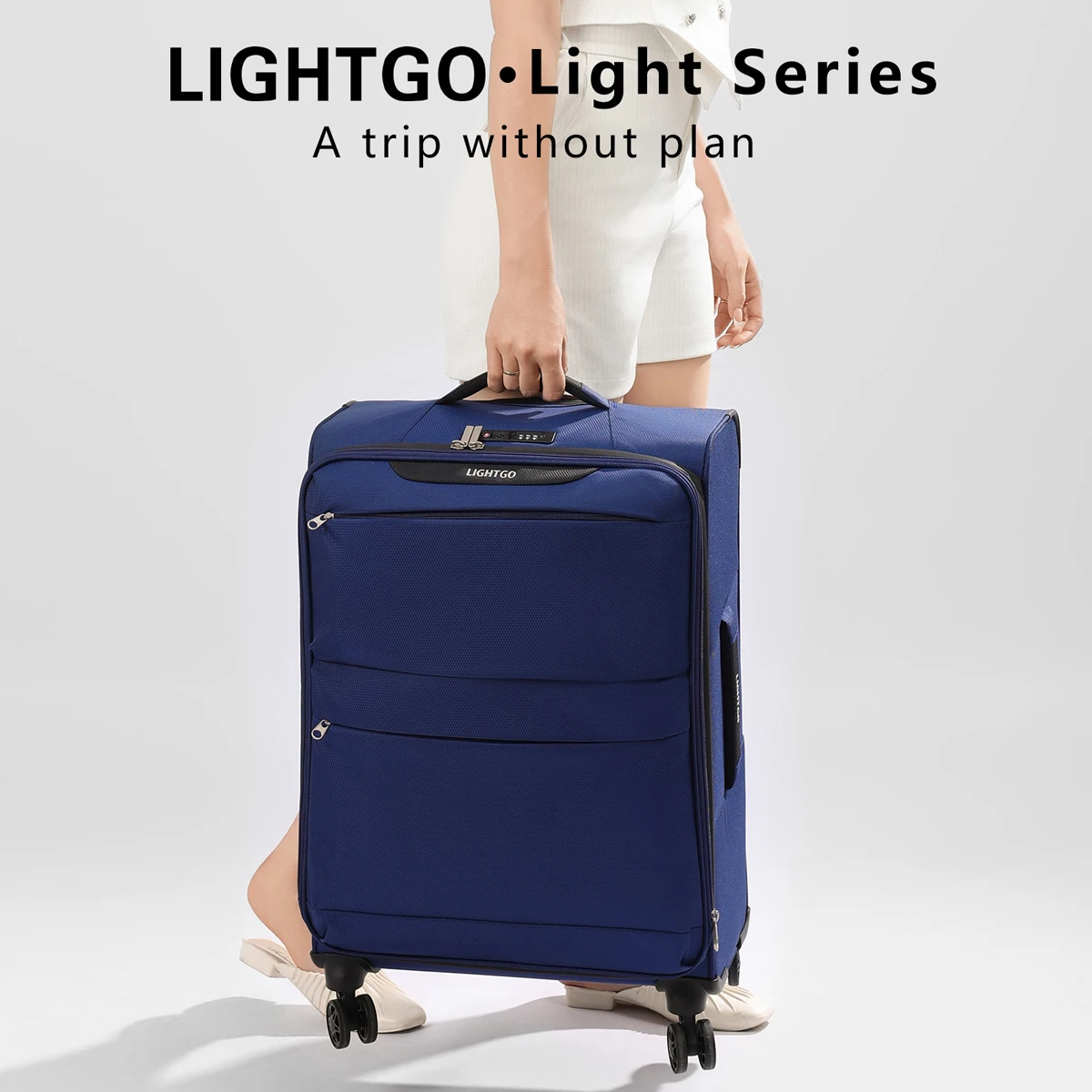 

LightGo Ultra Lightweight Luggage Waterproof Expandable Large Capacity 8 Wheel Silent Spinner Check in Carry on Bag