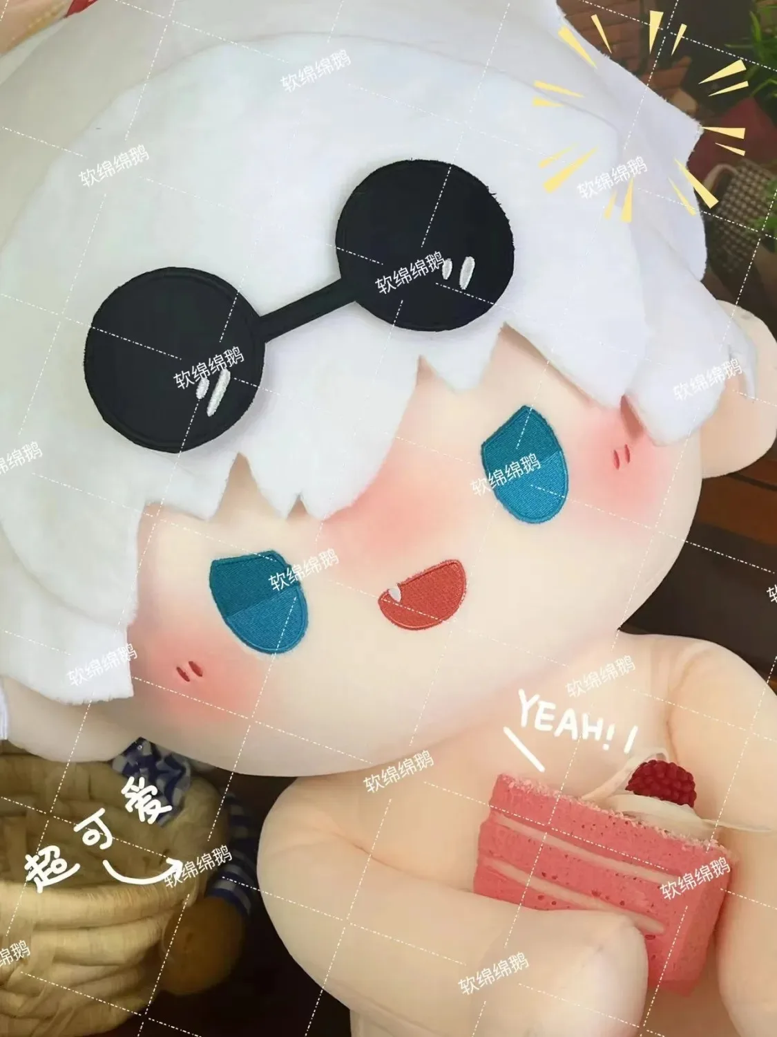 40CM Anime Satoru Gojo Role Handsome Adorable Cosplay Soft Plush Doll Body Dress Up Stuffed Toy Sitting Posture Pillow Cushion