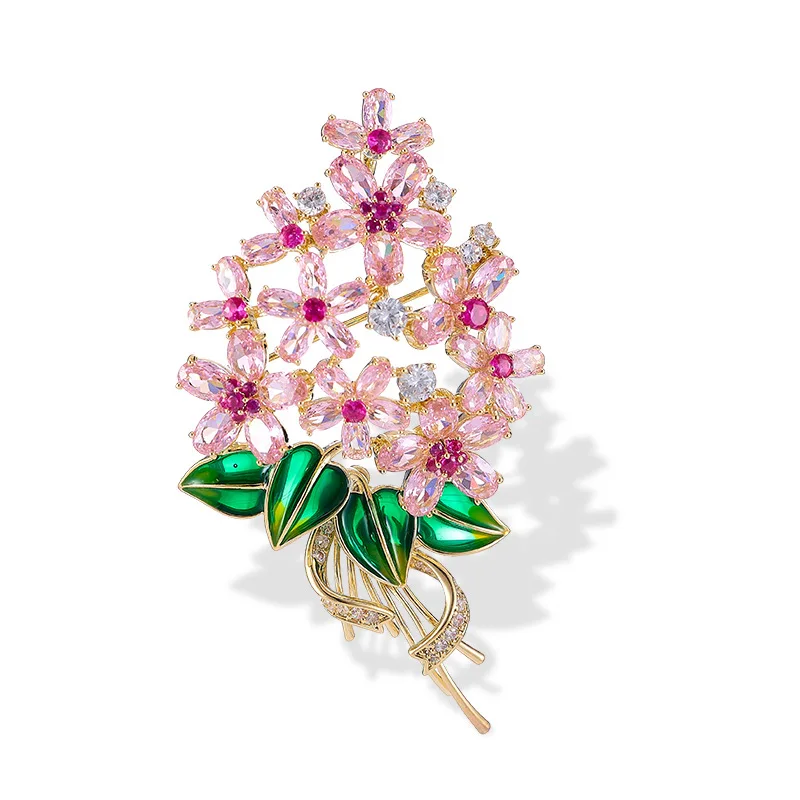 High-end Light Luxury Small Daisies Colored Zircon Bouquet Brooch Fashionable Exquisite Versatile Blazer Fixed Pin Women Corsage