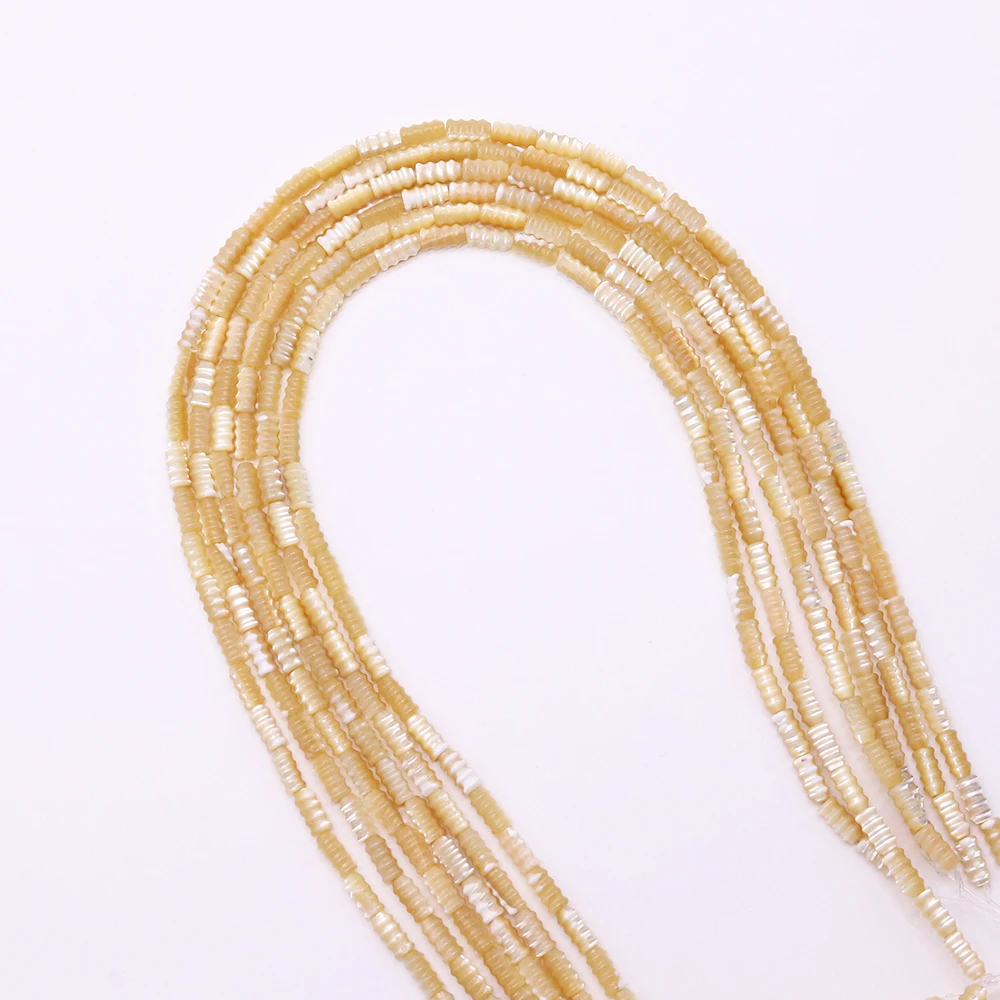 من المألوف قذيفة مياه البحر الطبيعية مصقول الخيوط ثقب مستقيم أنبوب دائري Trochus الخرز DIY المواد مجوهرات اكسسوارات #4