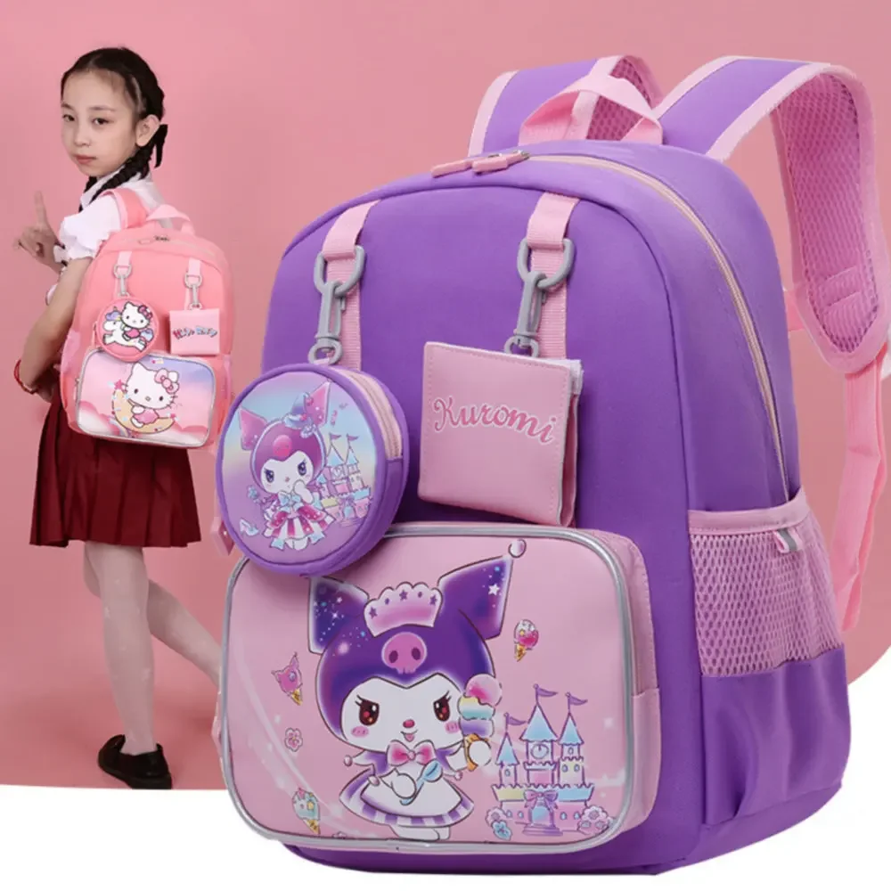 Hello Kitty Kuromi Kindergarten Student School Bag Kawaii Melody Cinnamoroll Backpack Cute Kids Shoulder Bag Gift