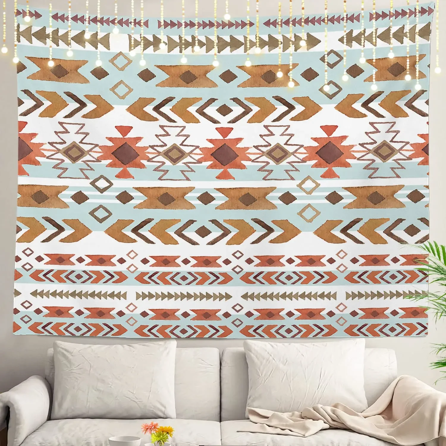 Aztecki gobelin rodzimy plemienny Navajo amerykański etniczny abstrakcyjne geometryczne Vintage gobelin wiszący na ścianie do salonu sypialni