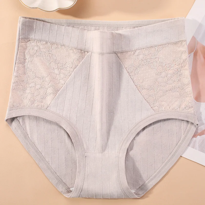 Women\'s Panties High Waist Cotton Lace Antibacterial Breathable Ladies Large Size Briefs