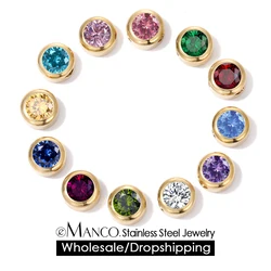 eManco Charm Rhinestone Stainless Steel Necklace Pendant Fashion12 Colors Birthstone For Jewelry Making Women DIY Accessories