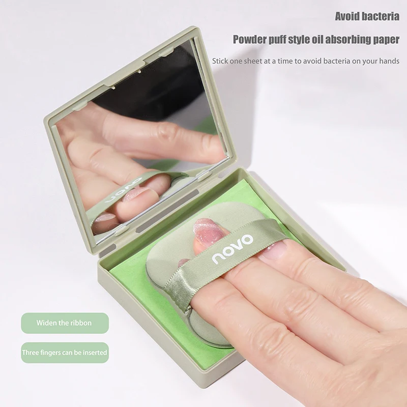 100 hojas de hojas absorbentes de aceite Facial, papeles secante de aceite Facial con espejo, soplo de maquillaje, kits de herramientas portátiles refrescantes para Control de aceite