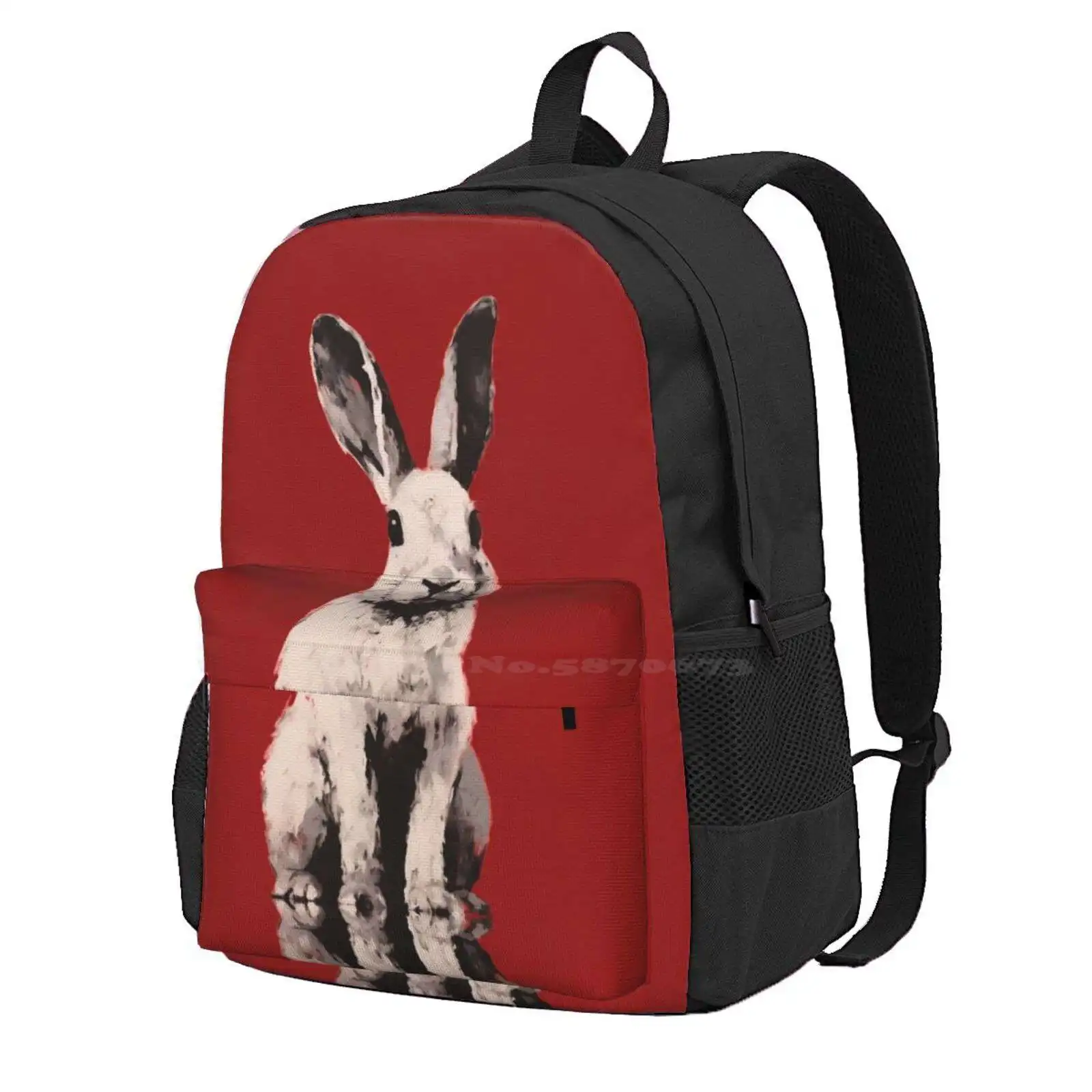 Pop Art Bunny Hot Sale Schoolbag Backpack Fashion Bags Bunny Rabbit Pet Hight Contrast Black And White Modern Pop Art Cute