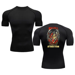 Attack On Titan Graphic Men Running Compression Short sleeve tight-fitting Sport T-shirt Gym Fitness Male Jogging Tracksuit