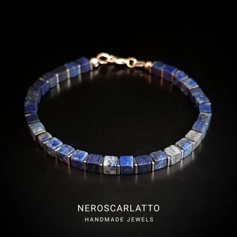 Lapis lazuli cube bracelet