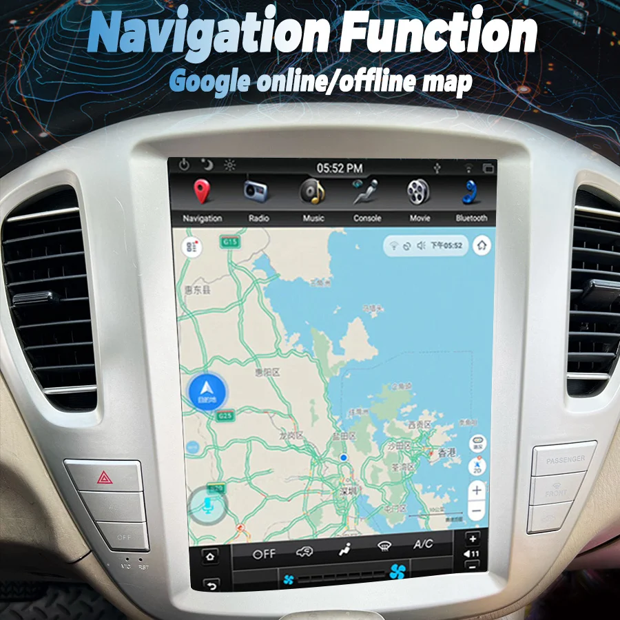 مشغل فيديو متعدد الوسائط مع نظام تحديد المواقع CarPlay ، أندرويد 13 ، شاشة تسلا ، ستيريو لتويوتا كلوغر الخامس 10.2003 إعادة تصميم هايلاندر 2005 ، 12.1 بوصة