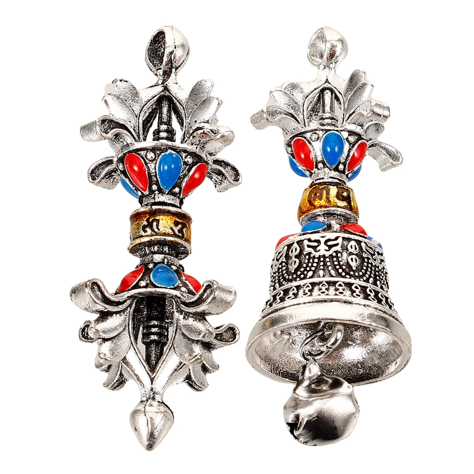 

1Set Vajra Pestle Bell Pendant Metal Vintage Style Fine Carving Decoration Jewelry Charm Pendant Keychain Crafts Hanging Charm