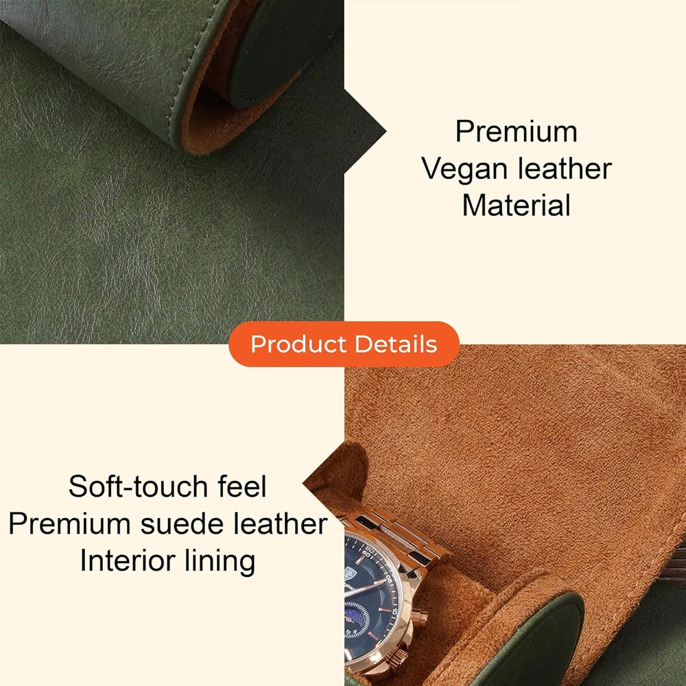 가죽 시계 여행 케이스, 휴대용 그린 시계 롤 또는 보 - Watch Travel Roll Case 3 Slots Leather 리뷰 및 가격