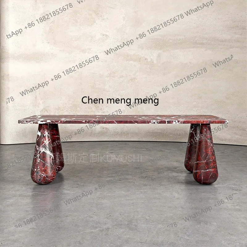 Italian Style Light Luxury Natural Marble Rectangular Dining Table Modern Minimalist Villa High-End Luxury Stone Dining Table