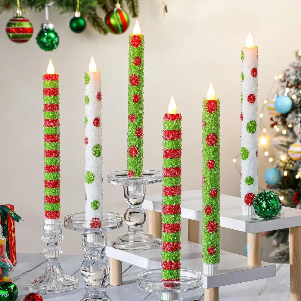 6pcs Macaron Glitter Electronic Candles Realistic Flame Macaron Color Remote Control Candles Remote Control Simulation Flame