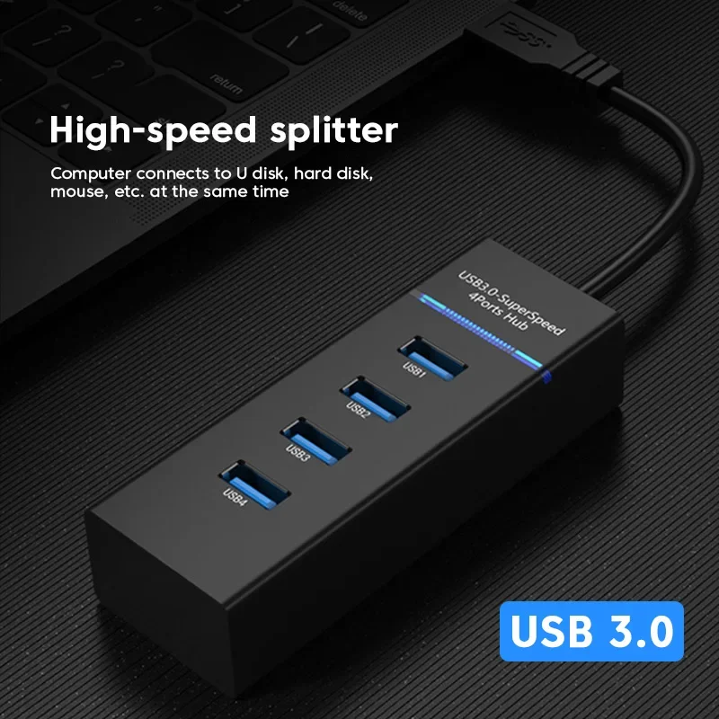 

USB Hub 3.0 Splitter Multi Hub2.0 Adapter 4 Ports Power Adapter 3.0 With Switch Laptop Accessories For PC