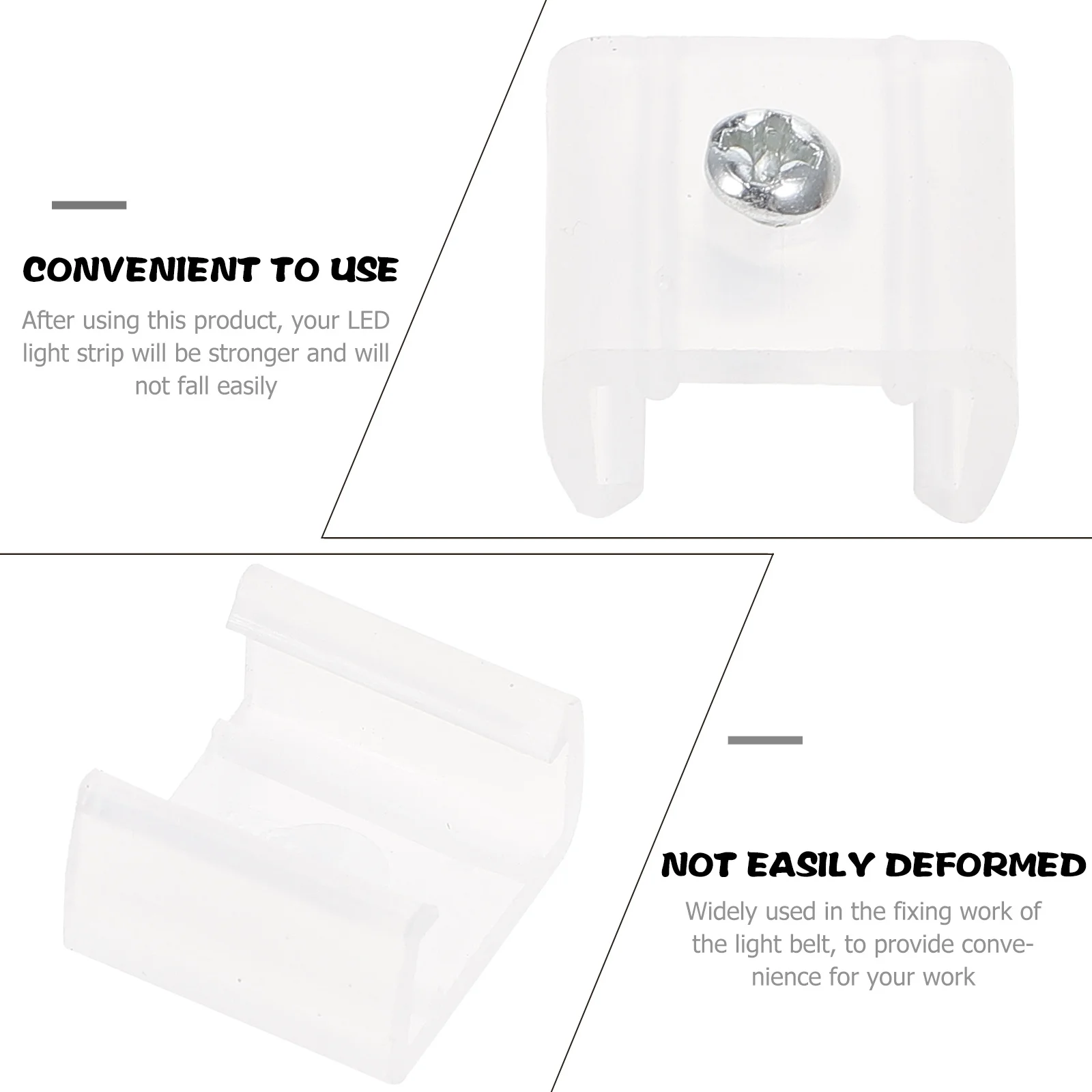 

100Pcs Fixing Clips for LED Strip Light One Side Mounting Bracket Rope Light Holder Compact Lightweight Lighting Installation