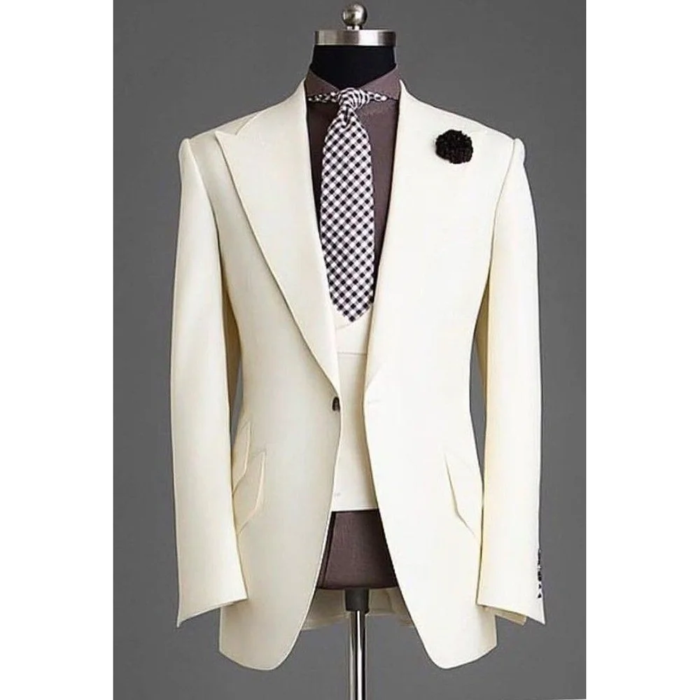 

Men 3 Pieces Sets Wedding Formal Elegant Business Vest Pants Coats Classic Jackets Suit Coat Blazers Trouser