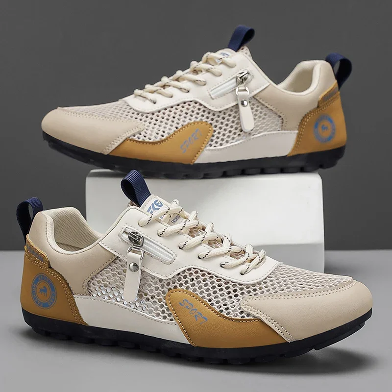 Schuhe für Herren, Turnschuhe, Sommer-Mesh-atmungsaktive, flache, lässige Fahrschuhe für Männer, bequeme, sportliche, sportliche Studentenschuhe für Herren