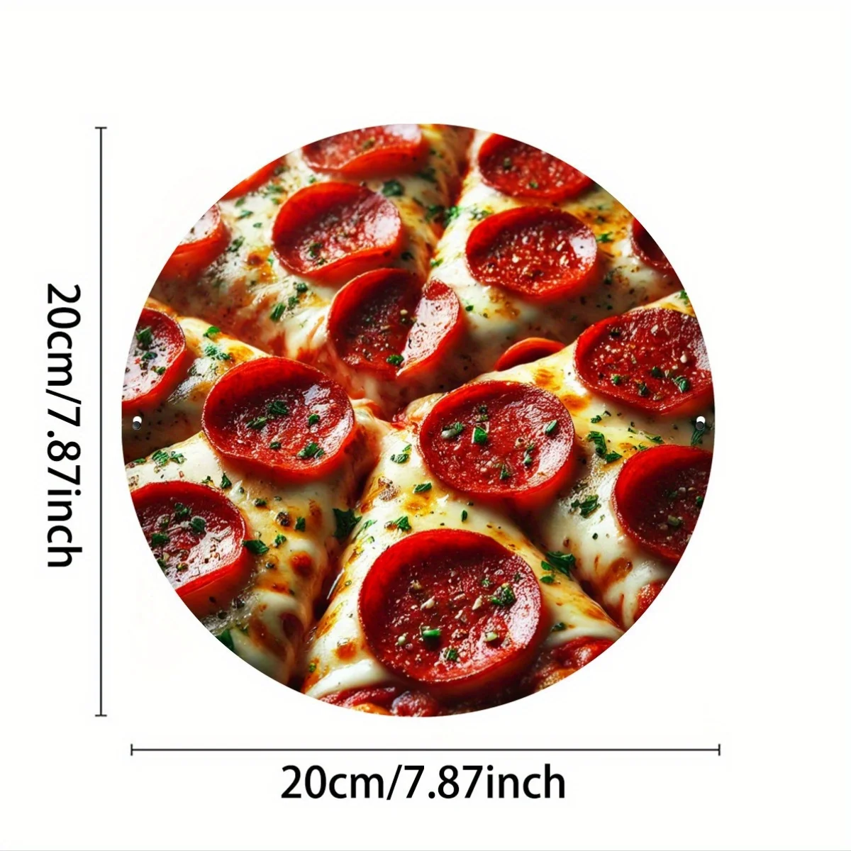 1pc Round Metal Sign with HD Pizza Print, 7.8 Inch Diameter, Iron Major Material, Novelty Hip Garden Decor, Vintage Signage Idea
