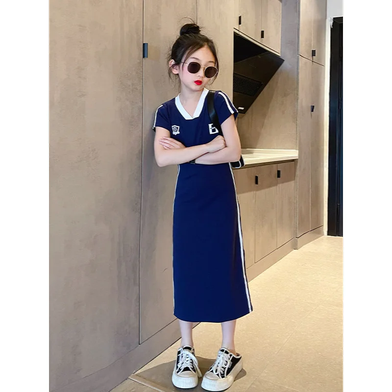 

Girls' Skirt Summer2024New Internet Celebrity Children's Long Dress SummerTT-shirt Dress Summer Girl Fashionable Dress