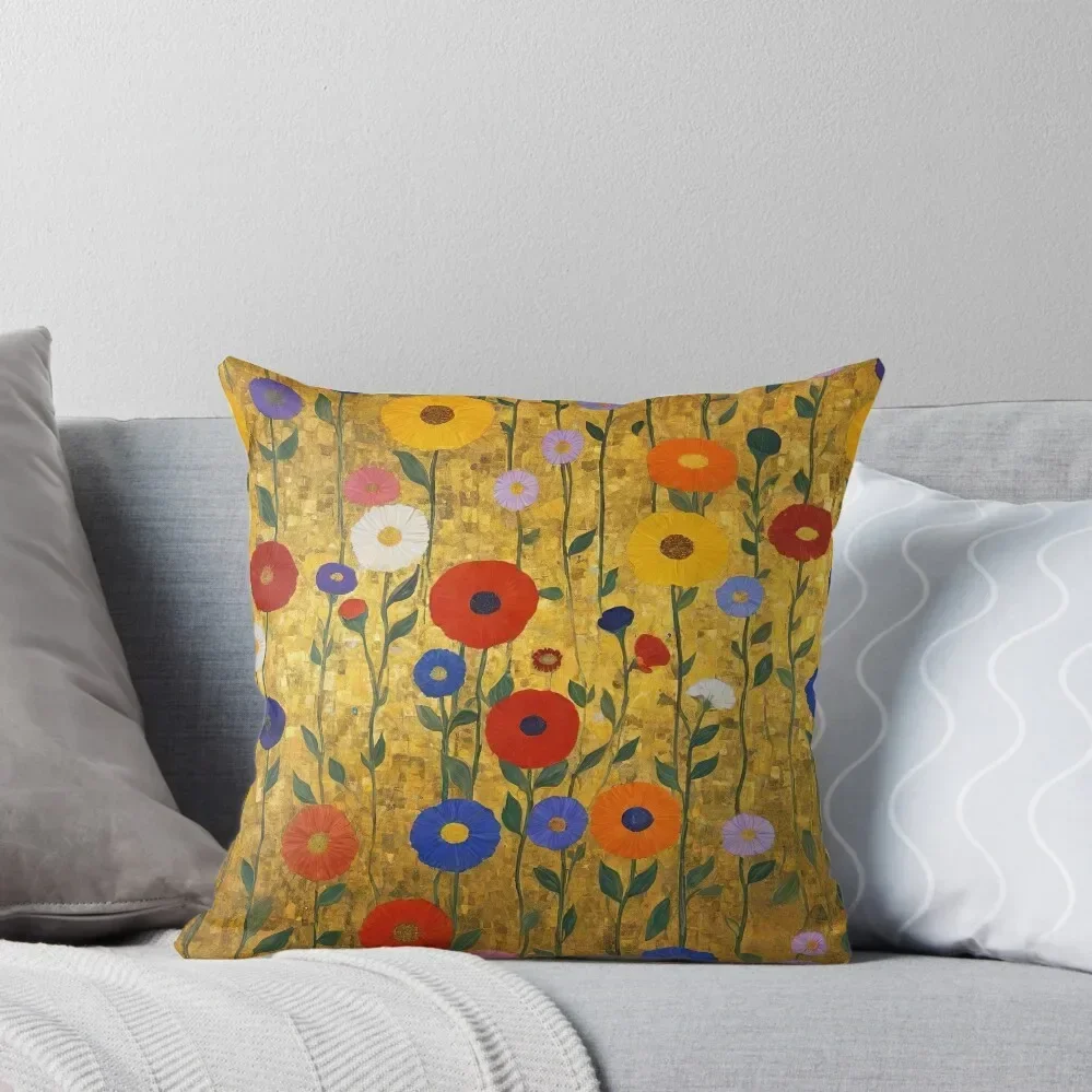 

Klimt Flower Gold Garden Throw Pillow Couch Cushions Plaid Sofa pillow