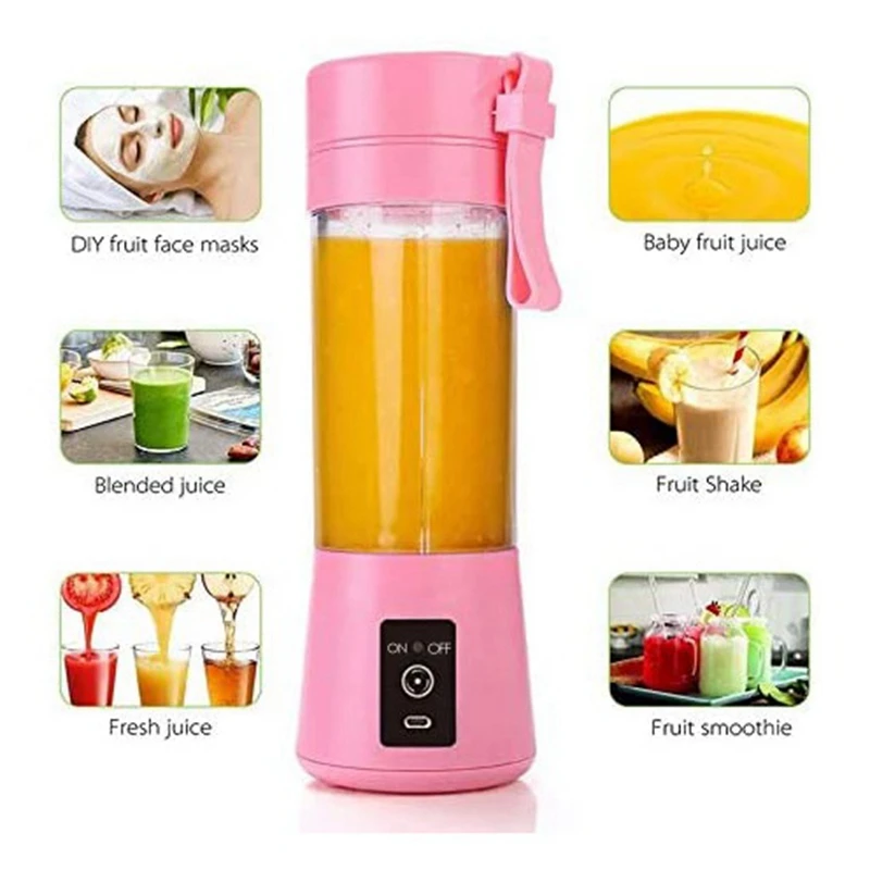 Electric Fruit Juicer Blender Portable Handheld USB Personal Milk Smoothie Maker Mixer Cup for Home Picnic Office,Purple