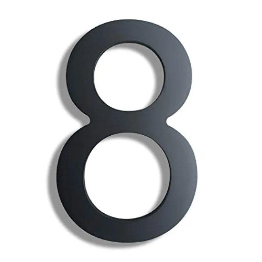 

8 Inch High Modern House Numbers - Floating Stainless Steel Home Address Number, Easy to Install, Black Finished/Number 8