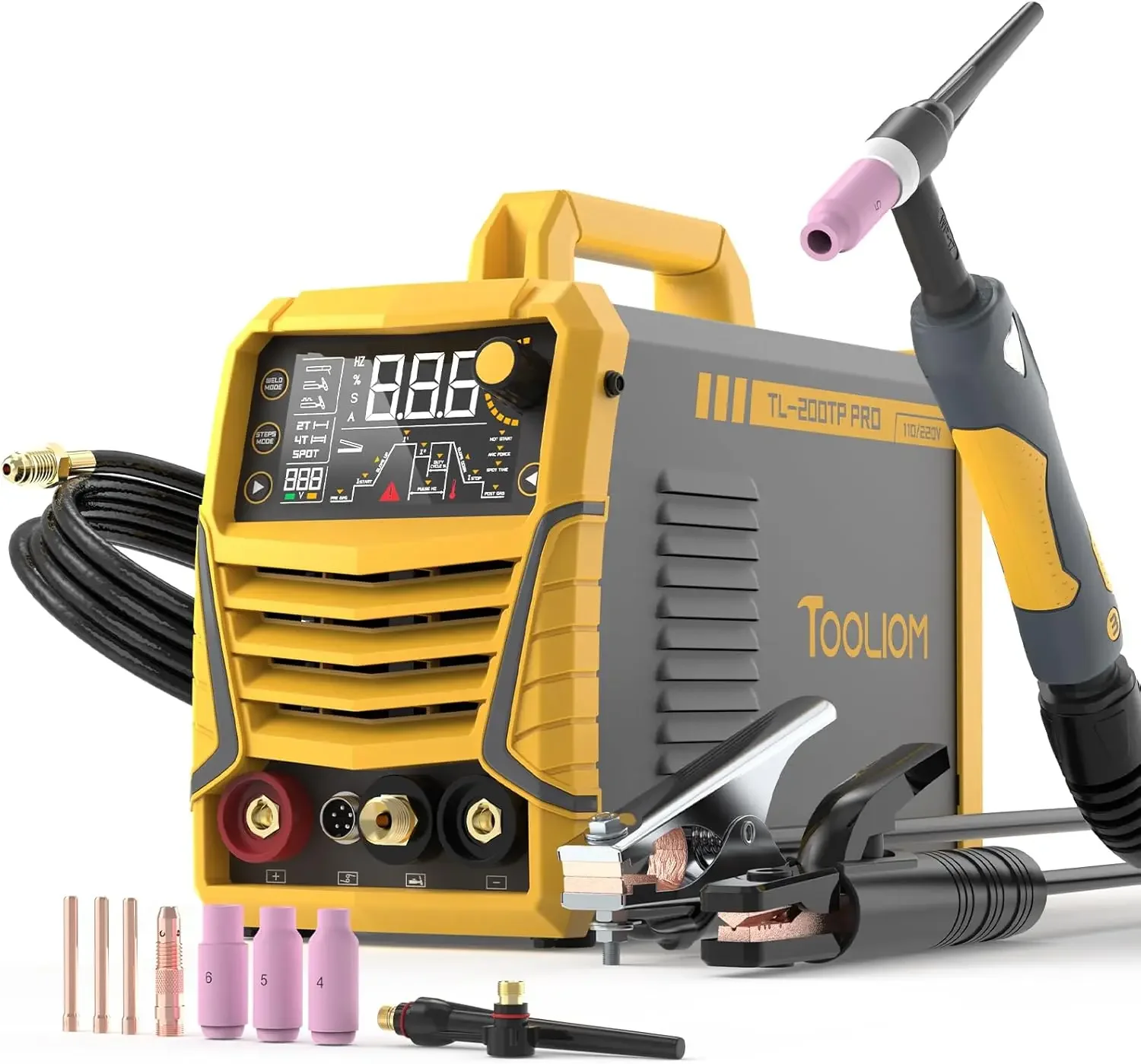 TIG Welder with Pulse Multifunctional TIG Welding Machine DC TIG/Spot TIG/Pulse TIG/Stick 110&220V Dual Voltage with Large Digit