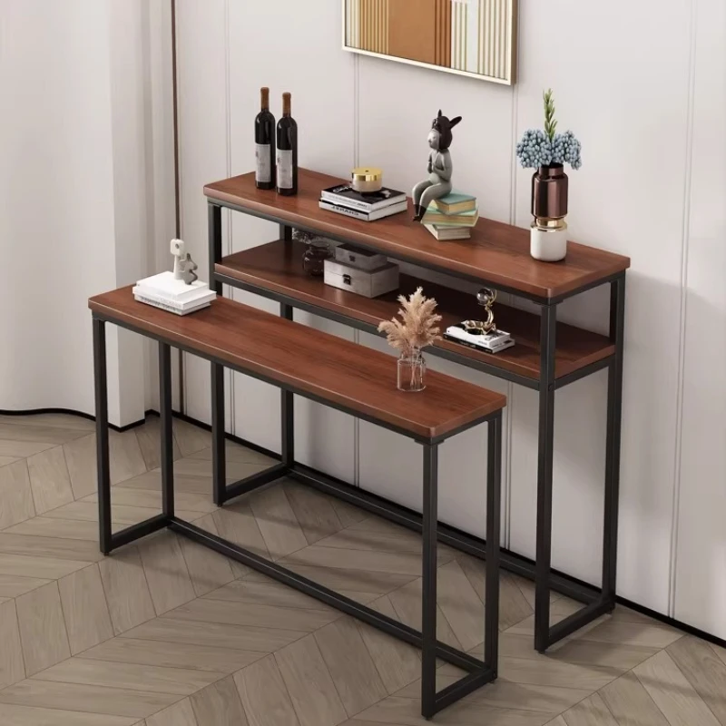 

Modern Solid Wood Slim Floor Storage Shelf Long Narrow Wall Sideboard Behind Couch Storage Rack Multifunctional Console Tables
