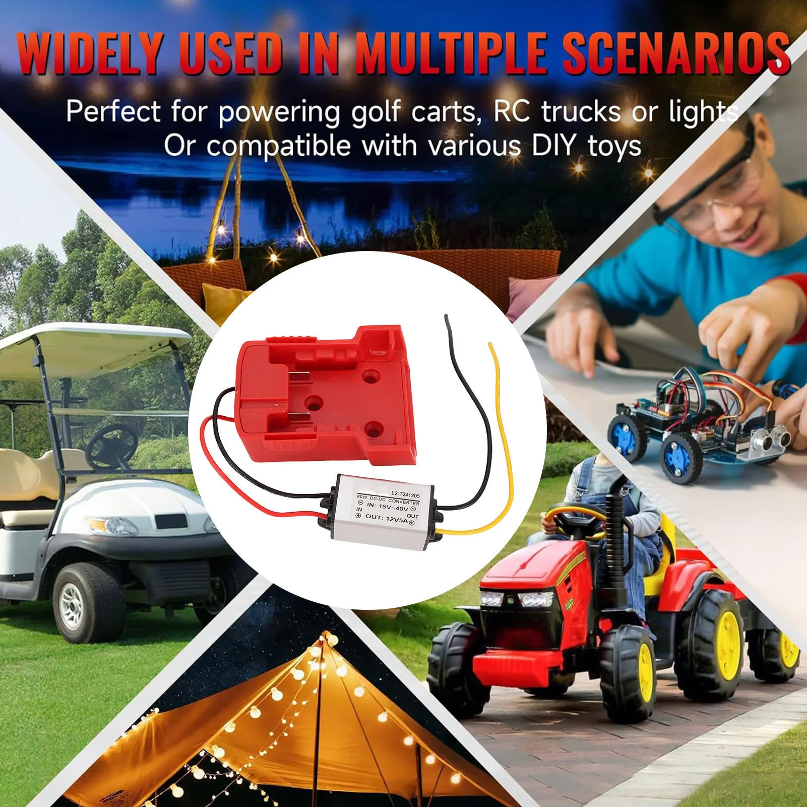 محول تخفيض الجهد DC18V إلى DC12V وحدة مخفض الجهد الكهربي للسلامة التيار الزائد لمعدات مراقبة عربات الجولف #6