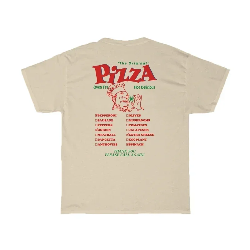 HB503-Chef Pizza Rug Print Vrouwen T-Shirts Losse Streetwear Grafische Tops Schattige Food T-Shirt Unisex Vintage Grunge Tees Kleding