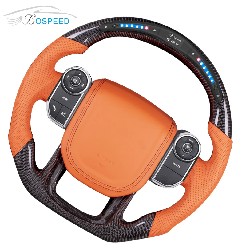 LED Carbon Fiber Steering Wheel For Range Rover Sport Land Rover Steering Wheel Perforated Leather
