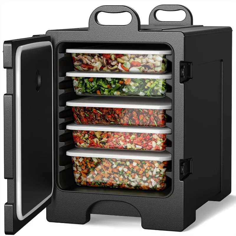 

Food Warmers, Hot Boxes Catering for 5 Full-Size Pan, 81 Quart Capacity, Stackable Design, Handles, Insulated Food Carrier