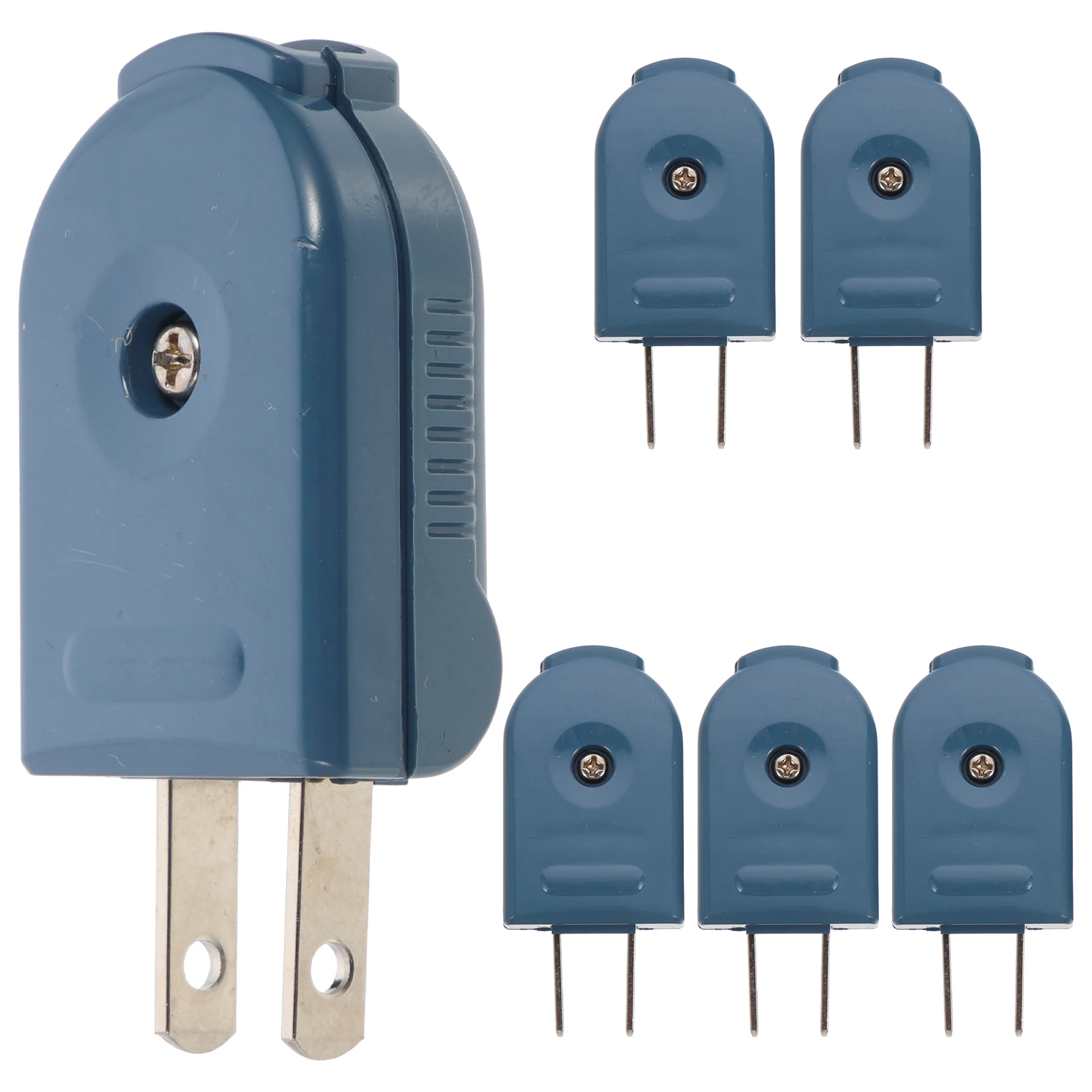 6pcs US Plug Rotatable Replacement Electric Amp 2 Prong Extension Cord Ends 125V Light Duty Male Plug Straight Blade