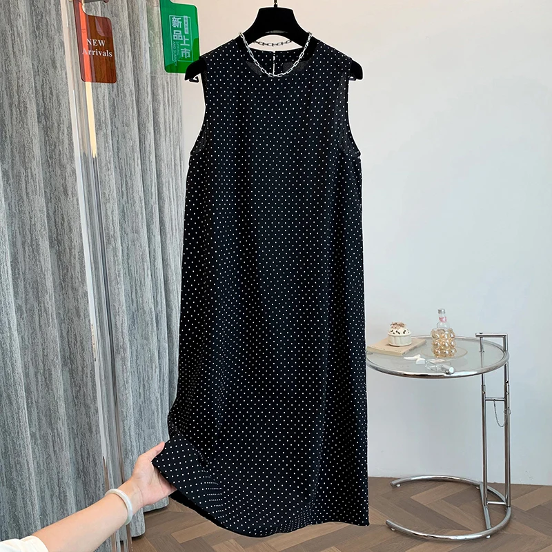 Summer Sweet Japanese Sle Summer New round Slimming Linen Dress Women's A-Line Sleeveless Midi Dress Single Piece N772