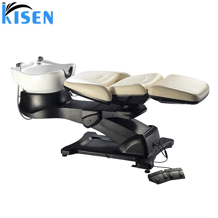 KISEN Luxury Beauty Hair Shampoo Bed Hair Salon Washing Chair Head Spa Equipments Shampoo Chair With Rotation