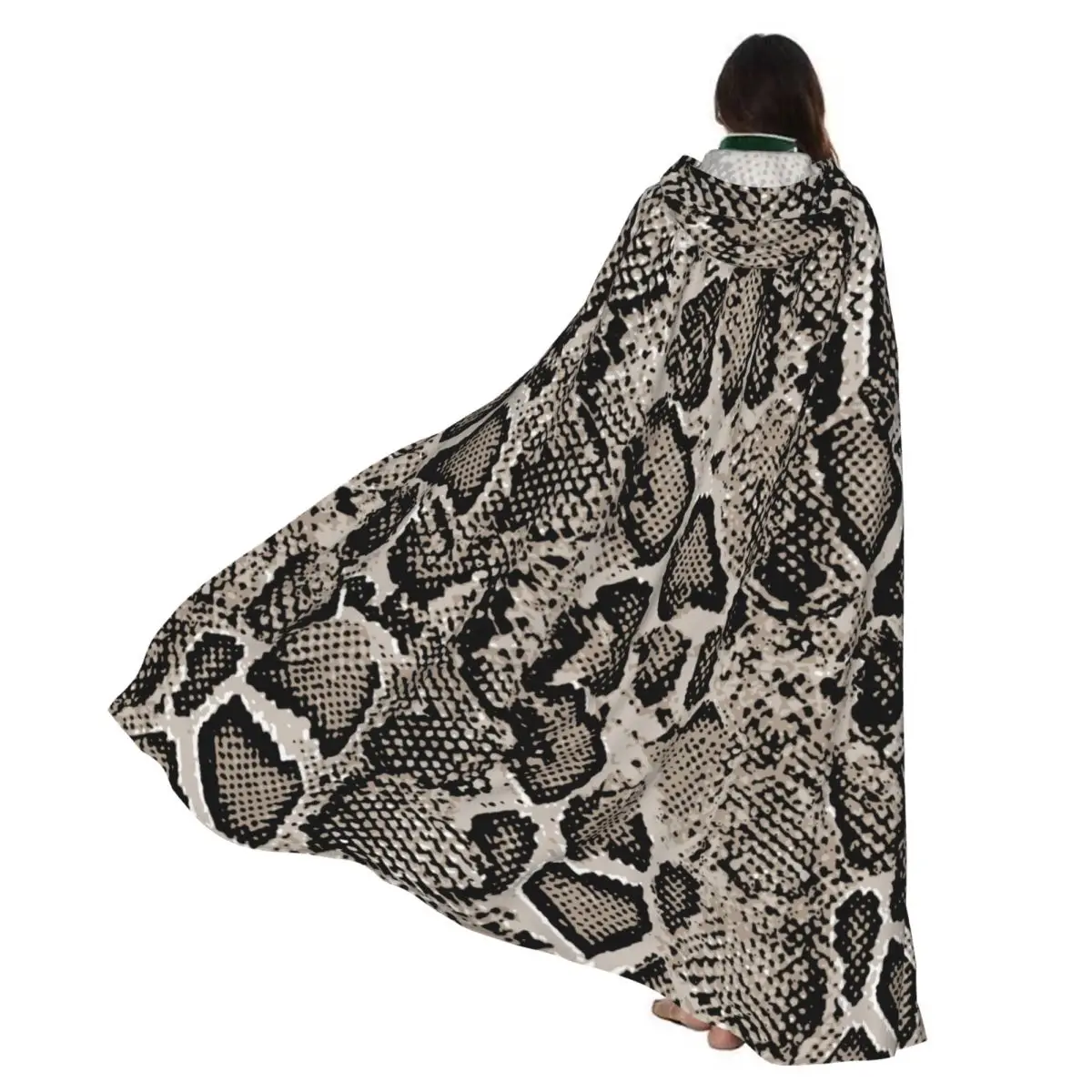 

Плащ для взрослых, накидка с капюшоном, винтажный костюм из змеиной кожи, средневековый костюм ведьмы, Викки, вампира, эльфа, Пурима, карнавала, вечеринки