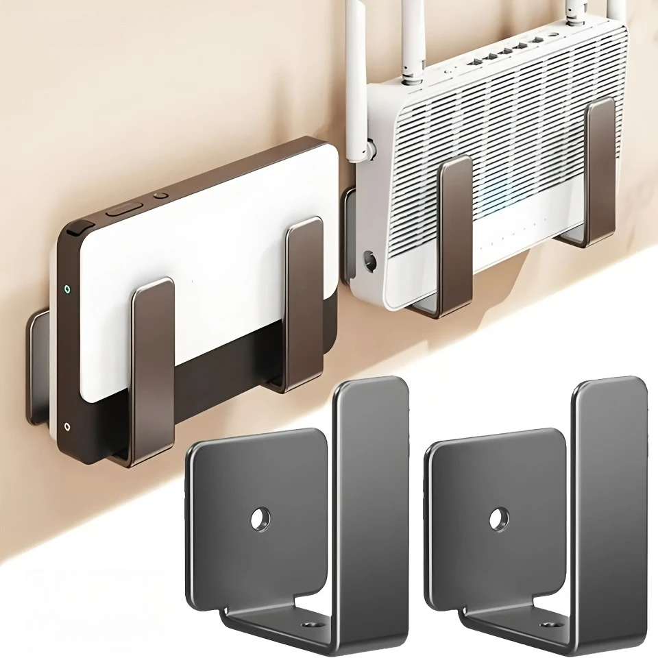 Wandmontiertes WLAN-Router-Regal ohne Bohren, TV-Box-Ständer, Steckdosenleisten-Organizer, Modem-Halterung, Aufbewahrungsregal mit Haken für Zuhause