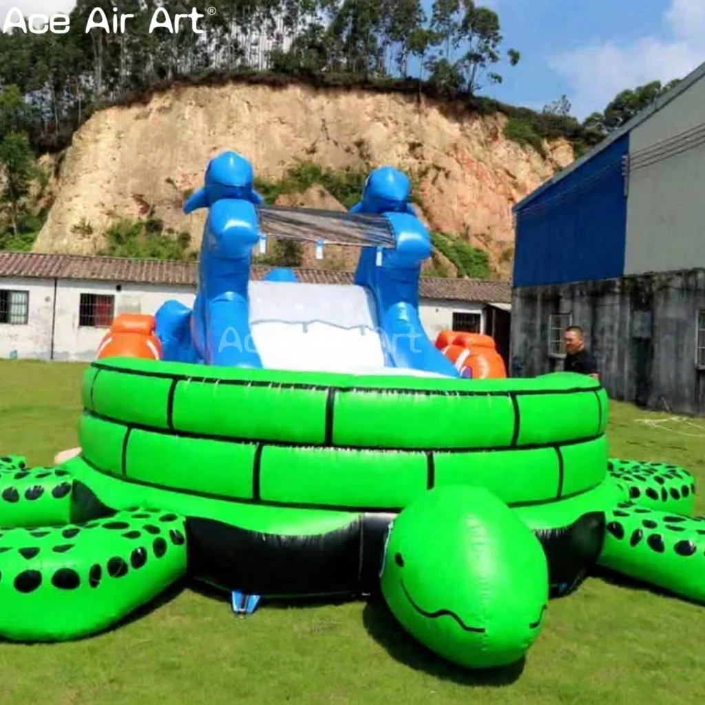Gigantyczna dmuchana zjeżdżalnia w kształcie żółwia, dmuchany park wodny, komercyjna dmuchana zjeżdżalnia wodna na imprezy, do parków i na przyjęcia.