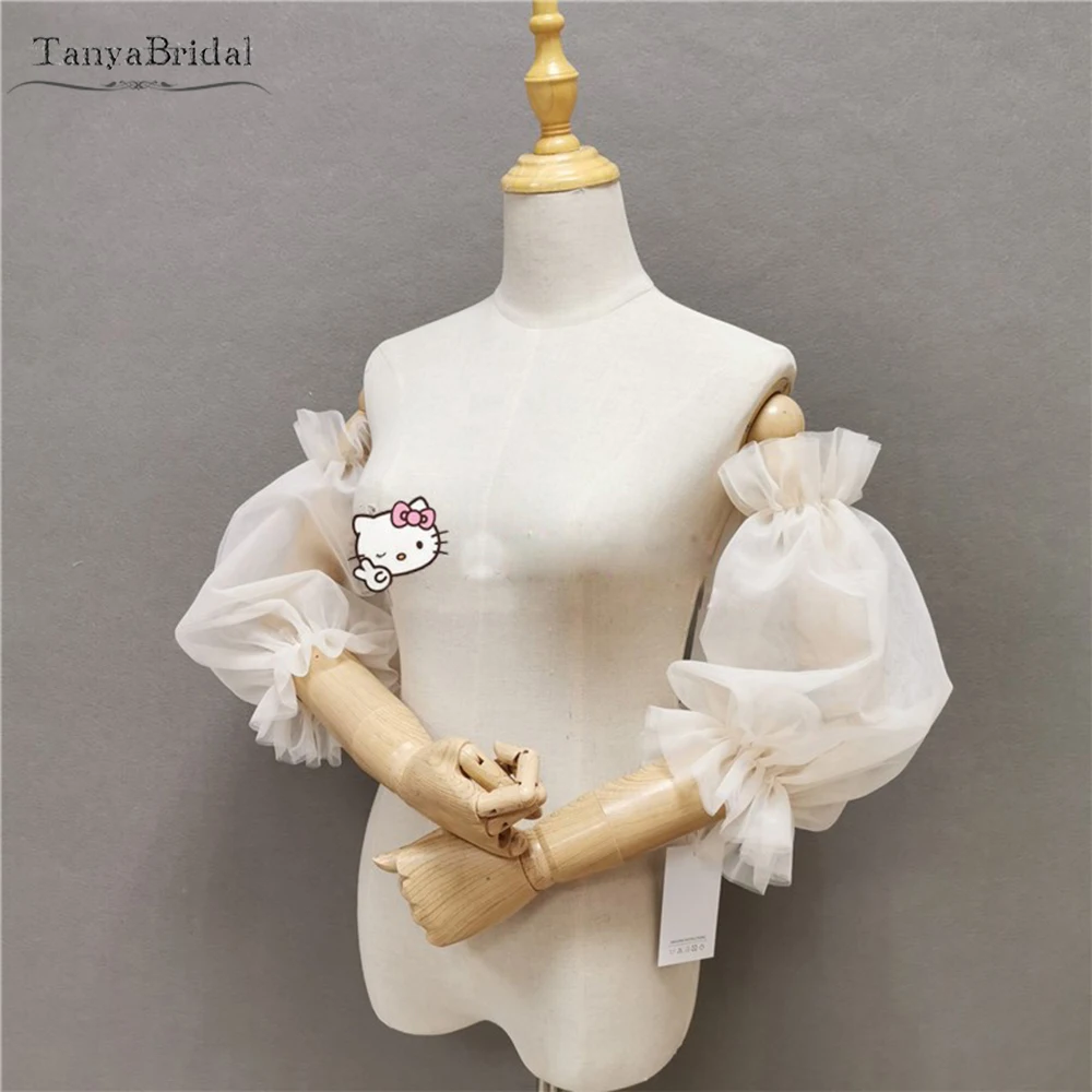 

Пышные рукава, оборки, съемные свадебные рукава, шампанское/цвета слоновой кости, свадебные перчатки без пальцев в стиле бохо, шикарный комплект DG100