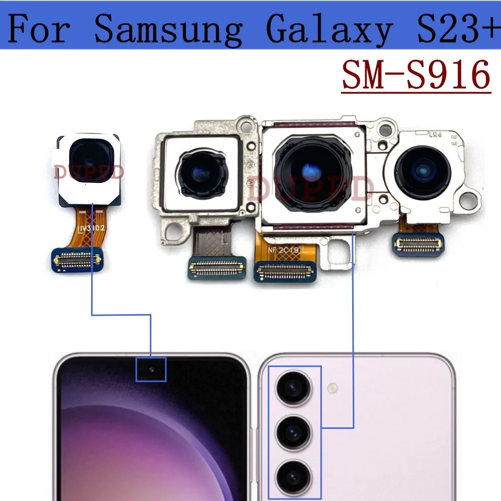 Main Rear Back Camera For Samsung Galaxy S23+Plus S916U S916B S916W S916N Wide Front Camera Flex Cable Module Spare