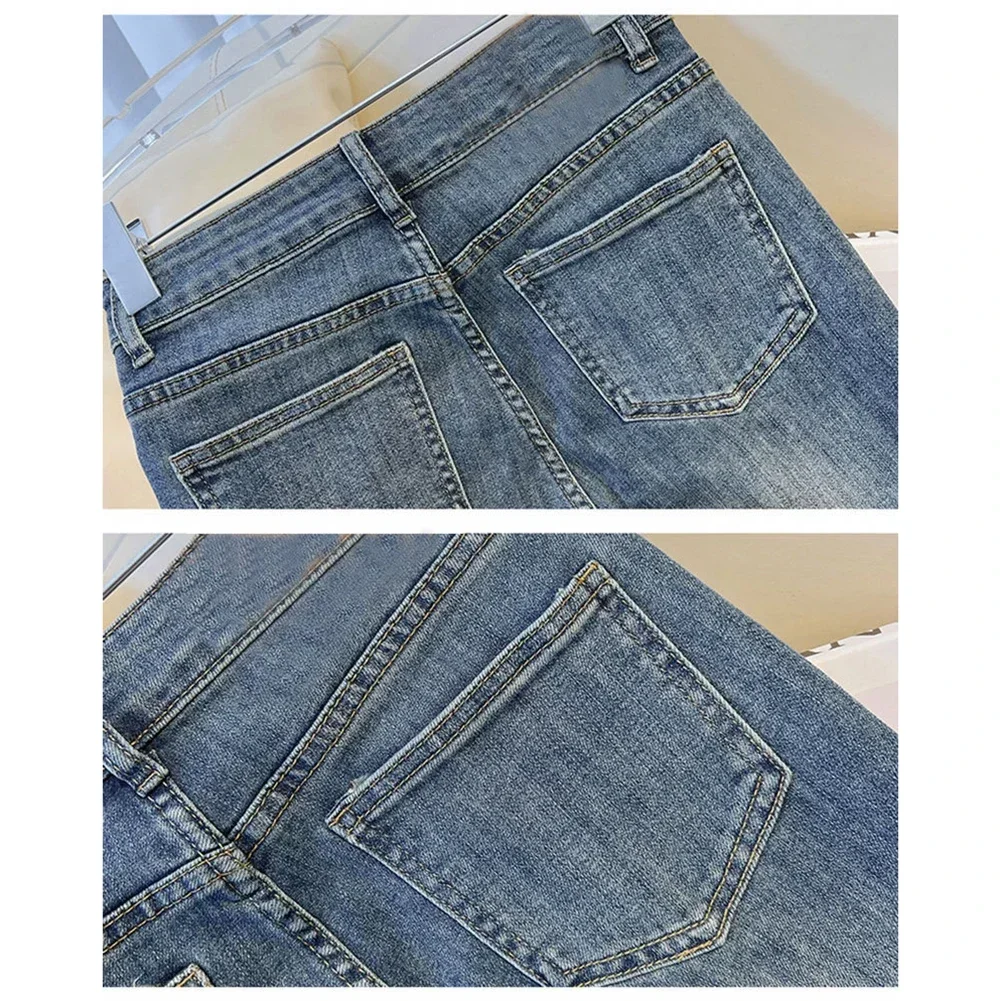 Abbigliamento da club Abiti da vacanza Pantaloni blu a vita alta blu Streetwear casual per donna Lunghezza abbigliamento casual regolare