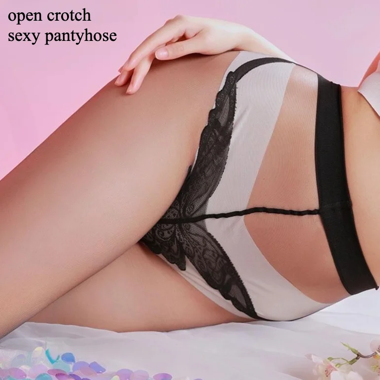 Butterfly Hip Socks Soft Tights Ultra-thin High Transparency Silky 1D Open Crotch Pantyhose Sexy Black Beige Pink Bodystockings